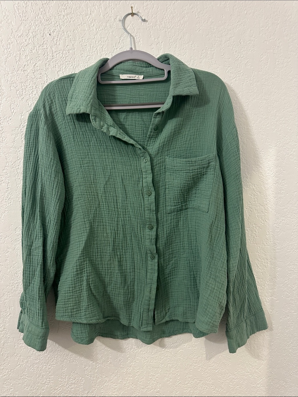 Relaxed Button-Front Gauze 100% Cotton Shirt
